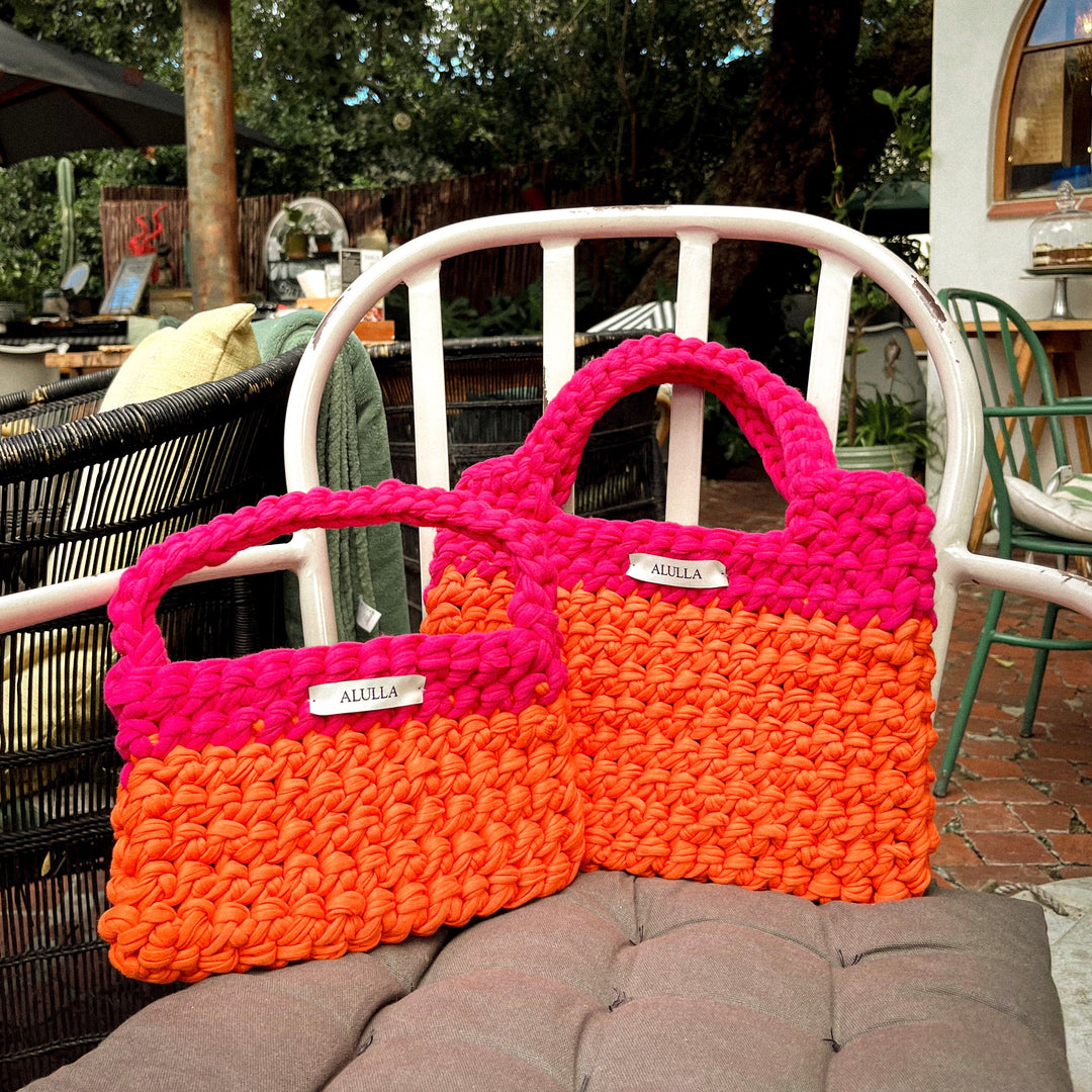 Pink & Orange Colour-block Bag